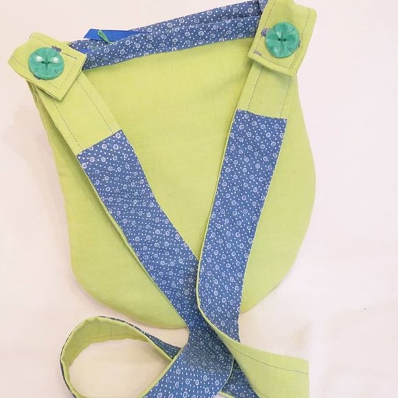 Purse Handbag Pouch Vintage Upholstery Tweed Linen Green Blue Crossbody Bag OOAK - Picture 9 of 10